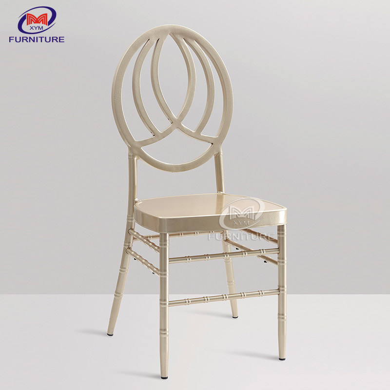 Champagne Phoenix Reception Wedding Chiavari Chair Iron Material Round Back